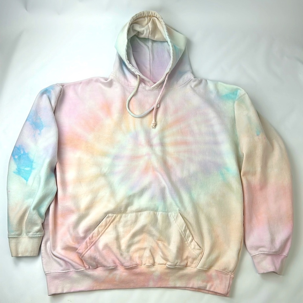Dreamsicle Pastel Tye Dye Hoodie. X-Large. Pastel Blue, Pink, Orange, Peach.